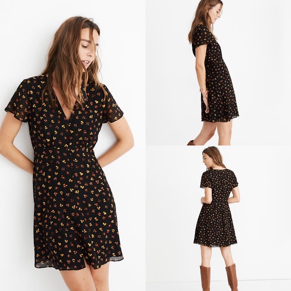 button front swing dress